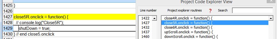 Javascript Project code Explorer search result