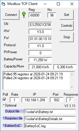 ModBus client configuration